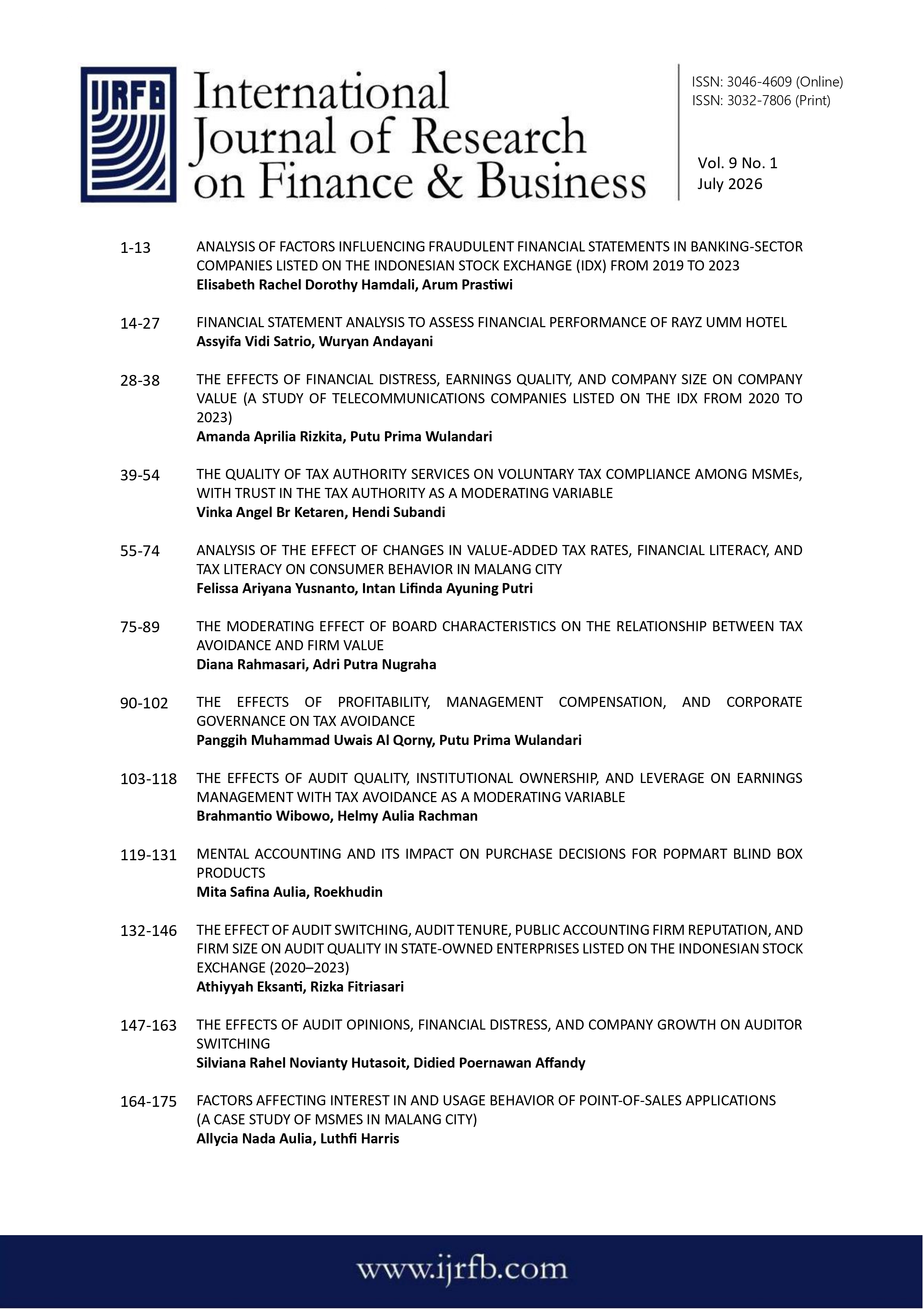 					View Vol. 9 No. 1 (2026): Vol 9 No 1, July 2026
				
